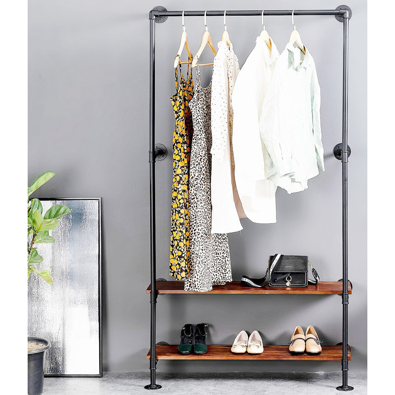 Aarjav 37.4'' Rolling Wall Mounted Clothes Rack