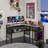 Ardeley L-Shaped Steel Computer Desk with Built-In Electrical Outlet
