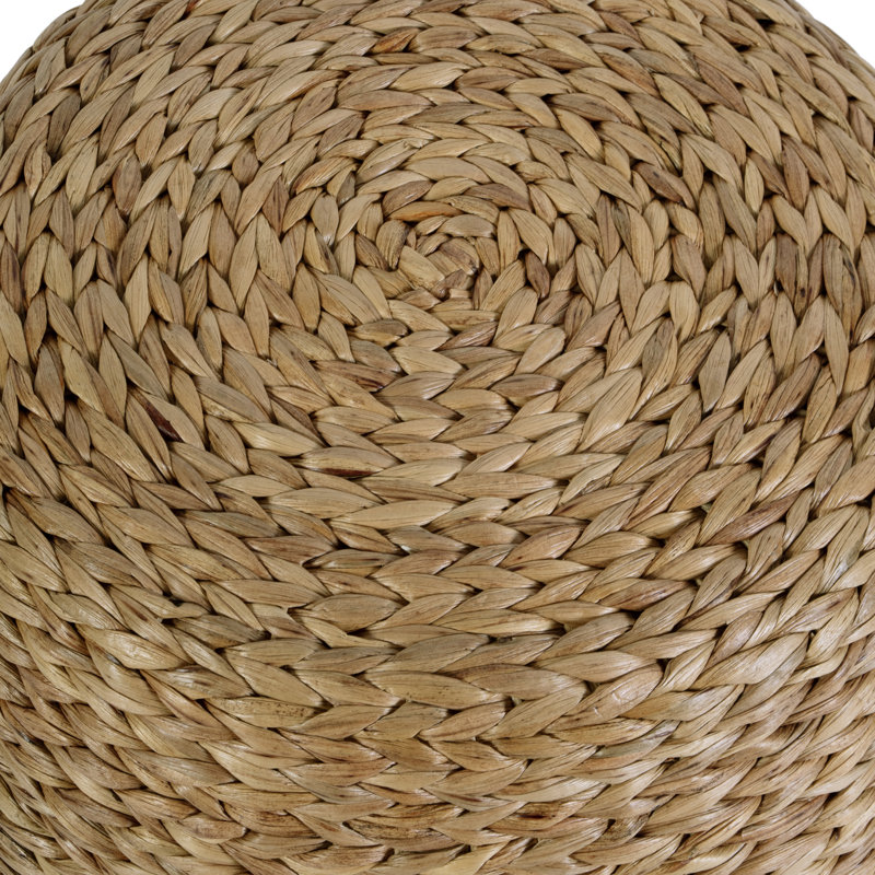 Tabouret d'appoint en jacinthe d'eau et en rotin brun naturel Portofino