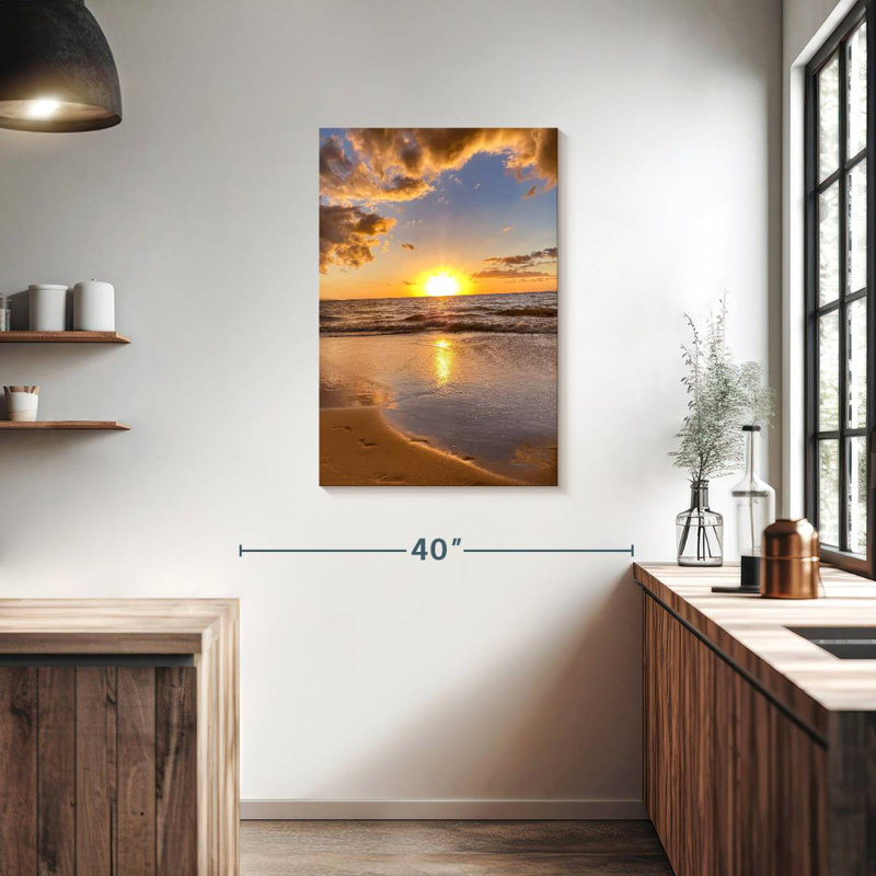 Coucher de soleil sur le paysage marin Gillard, H 36 po x l 24 po