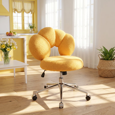 Chaise de travail pivotante à 360 ° en tissu Teddy Chair