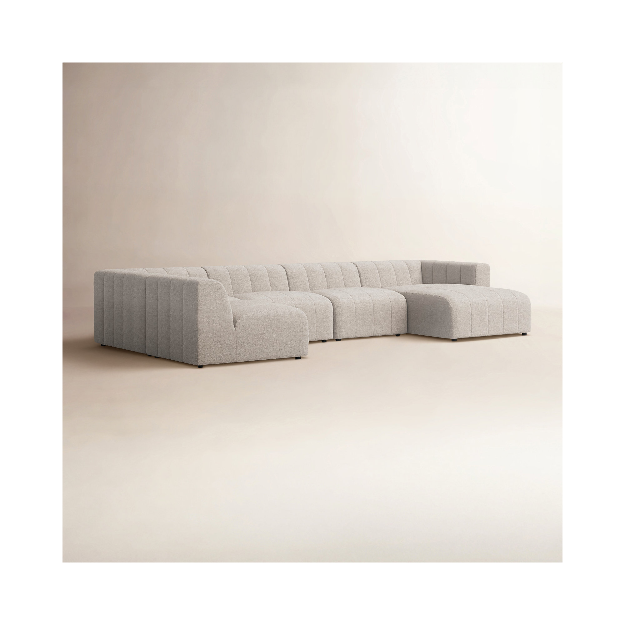 Bowry 157" Wide Modular Sectional, Gray Polyester, Right Hand Facing