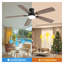 Ventilateur de plafond noir mat 52 pouces avec lumière DEL, ventilateur de plafond intérieur télécommandé avec moteur à courant continu à 6 vitesses, pales bicolores et température de couleur réglable
