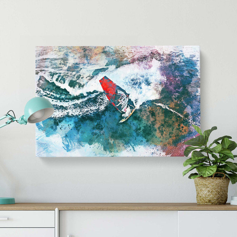 Wind Surfing in Abstract - Wrapped Canvas, 50cm H x 76cm W x 3cm D