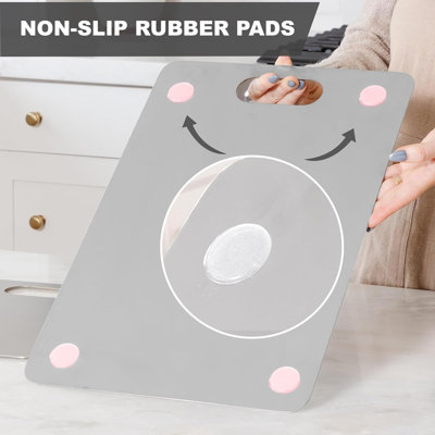 2-Pack Oversized Stainless Steel Cutting Boards – Anti-Slip Rubber Grip - Oversized Handles – Hypoallergenic - Includes XL Stainless Steel Boards