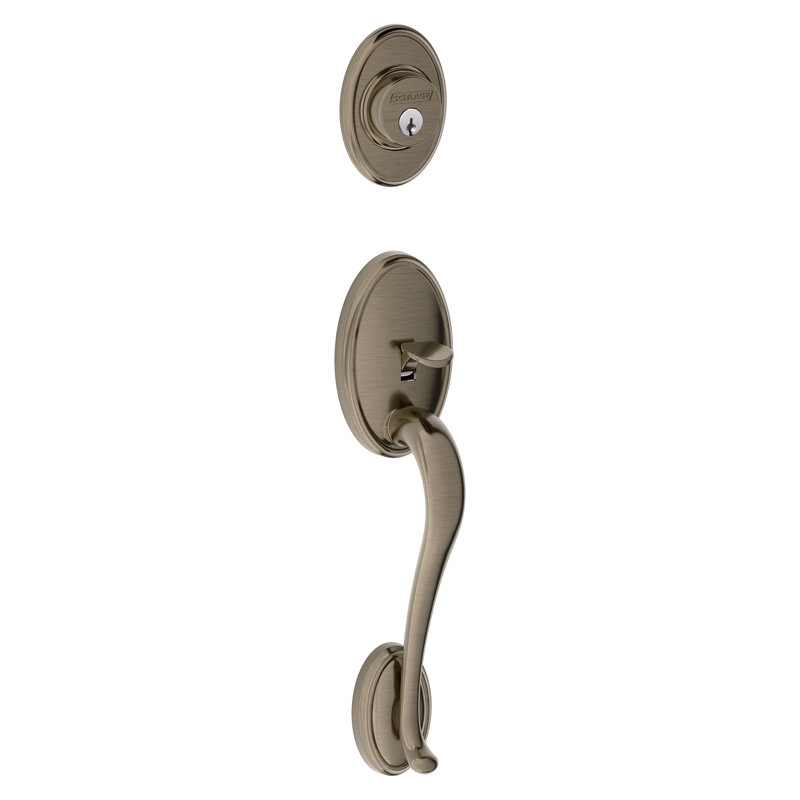 Wakefield Exterior Portion Handleset and Deadbolt (Interior Portion Sold Separately), Satin Nickel, Keyed Alike, Yes