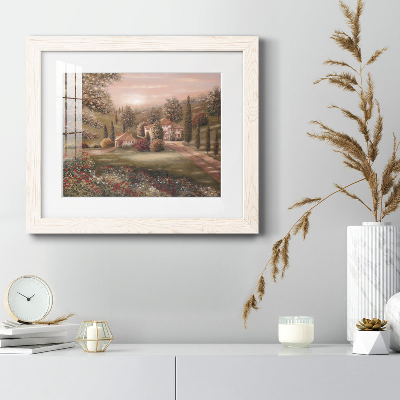 Evening / Tuscany II - Peinture avec cadre, Cadre blanc, H 20 po x l 17 po x P 1,5 po