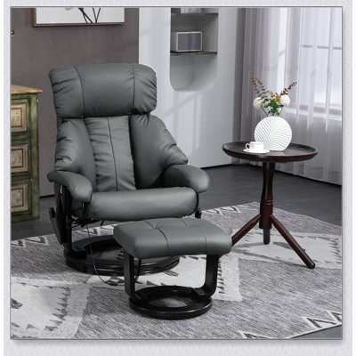 Massage Recliner Chair with Ottoman, 360° Swivel Recliner and Footstool, PU Leather Reclining -  Red Barrel Studio®, 0709355AFE6240DDB4372EC464696E7C