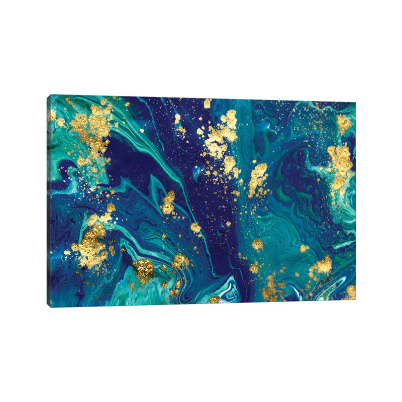 Ocean Gold Marble by EnShape - Wrapped Canvas Print, 66.04 cm H x 45.72 cm W x 3.175 cm D