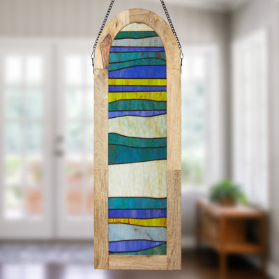 36"H Oversized Geometric Stained Glass Window Panel