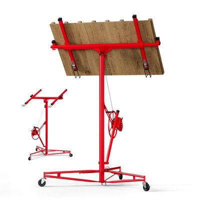 16 ft Drywall Lift Panel Hoist, 150 lbs Heavy-Duty Sheetrock Jack with 360° Rotation, Adjustable Telescopic Arm & Locking Caster Wheels