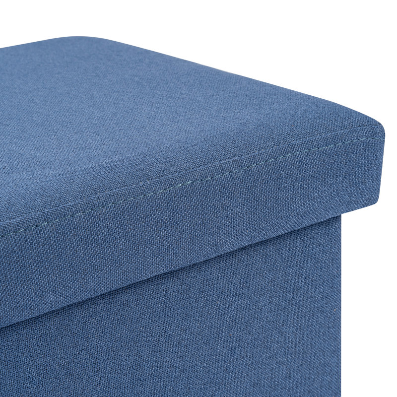 Cube Storage Ottoman With Tray, Blue