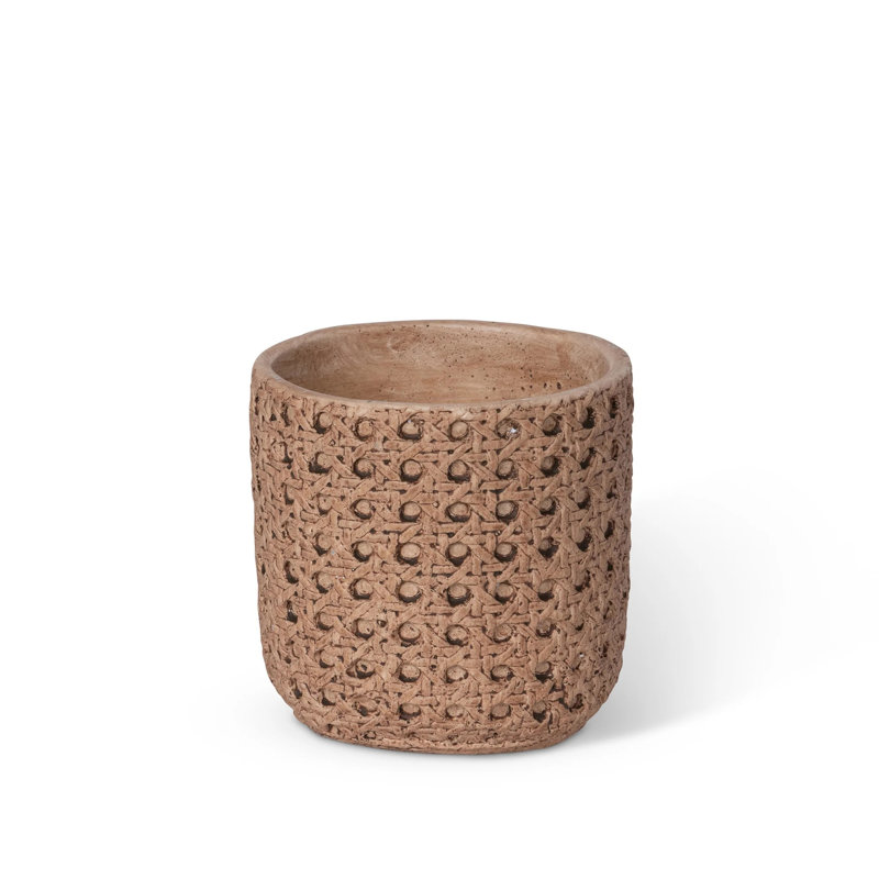 M Round Cane Orange Terracotta  Pot, 4.5'' H x 4.5'' W x 4.5'' D