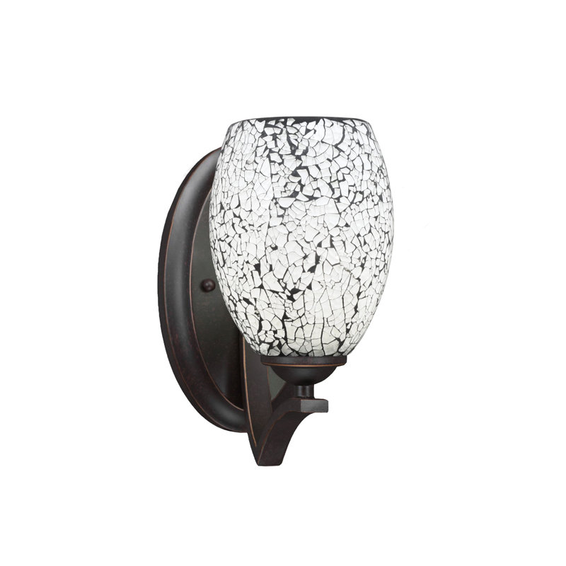 Zilo Wall Sconce Shown With 5" Natural Fusion Glass, Black, Graphite