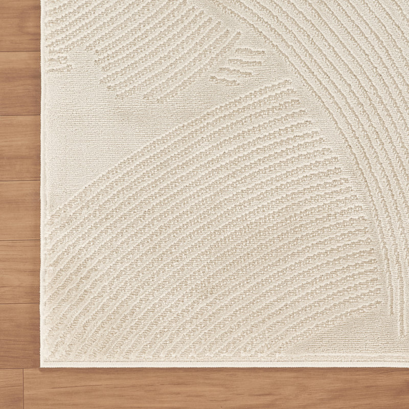 Tapis beige à motif de coups de pinceau beige ZEN120A Abani Zen, 5 pi 3 po x 7 pi 7 po