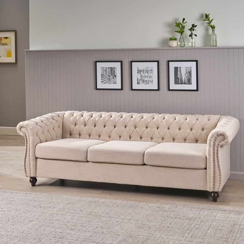 Comfortable Three-Seater Sofa with Stylish Design for Home Decoration, Beige