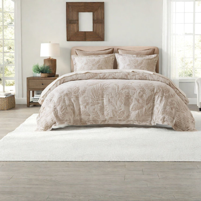 Ensemble de literie en coton jacquard de qualité supérieure, housse de couette à motif botanique pour lit double et grand lit