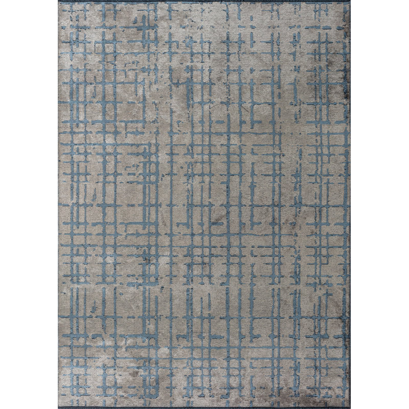Rapture Blue/Beige/Gray Abstract Luxury Area Rug, Rectangle 7'10" x 11'2"
