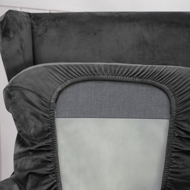 Housse pour fauteuil à coussins en T, Mélange de polyester gris foncé