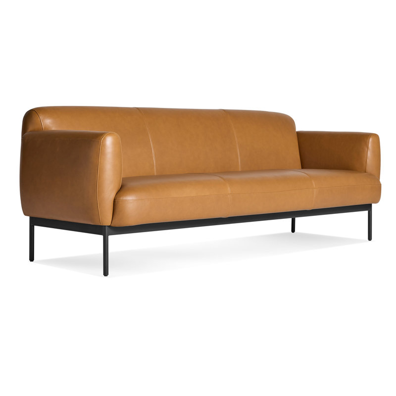 Puff Puff Leather Sofa, 31" H x 87" W x 35" D