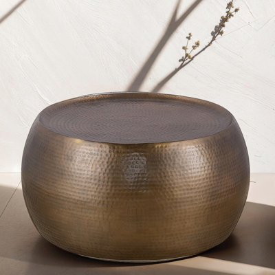 Modern Contemporary Round Aluminum Coffee Table, Hand Hammered Design for Timeless Elegance and Versatile Decor