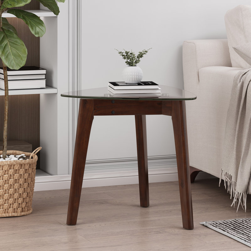 Glass Top End Table, Walnut