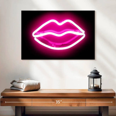 Shuttleworth Neon Lips Pink On Black