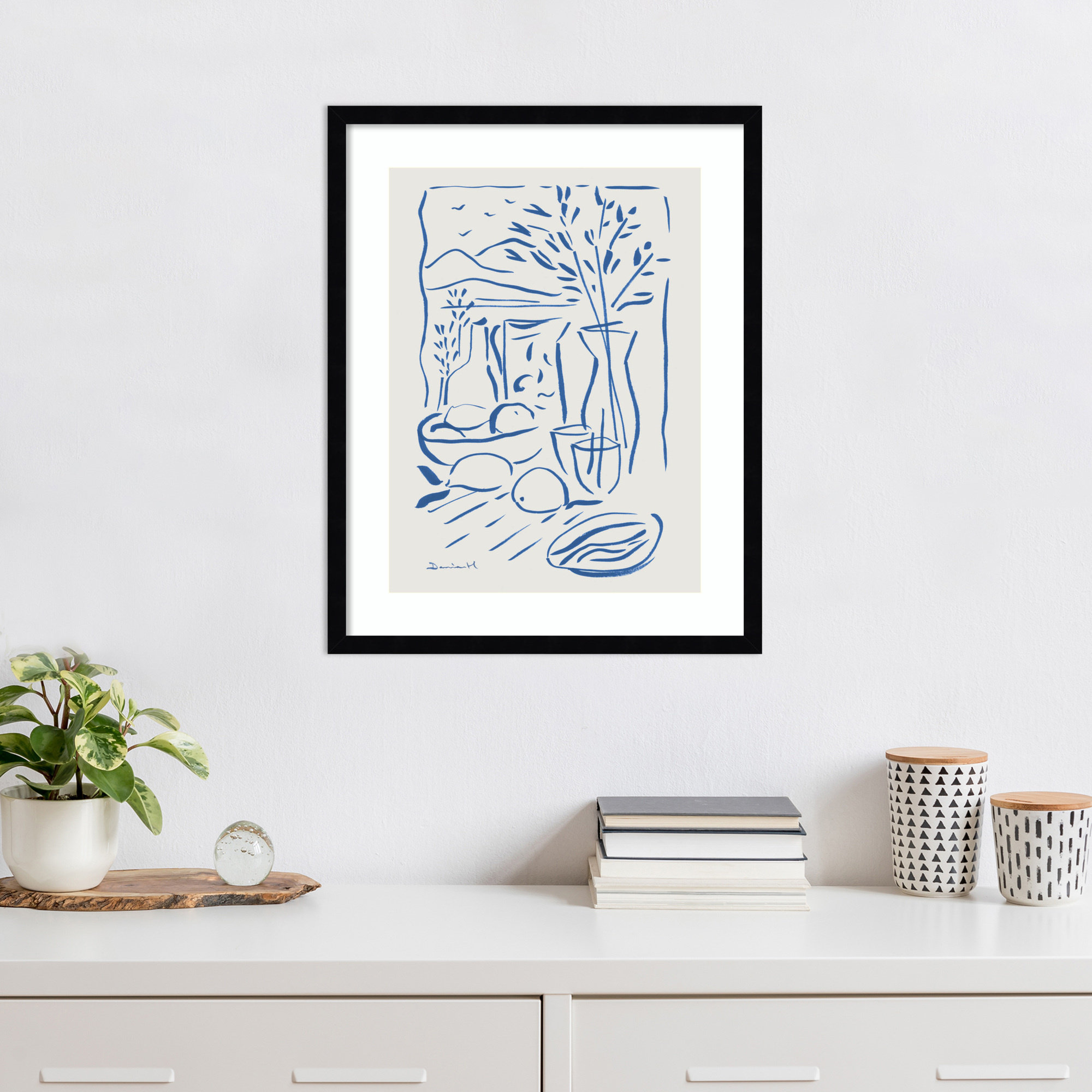 Mediterranean View by Dan Hobday Wood Framed Wall Art Print, 24" H x 19" W, Black Framed