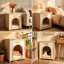 Maison solide pour petits chats, fonctionnant comme table d'appoint, jaune, design américain