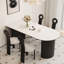 Table de salle à manger 70,87 "style français minimaliste en granit blanc et noir-130001377