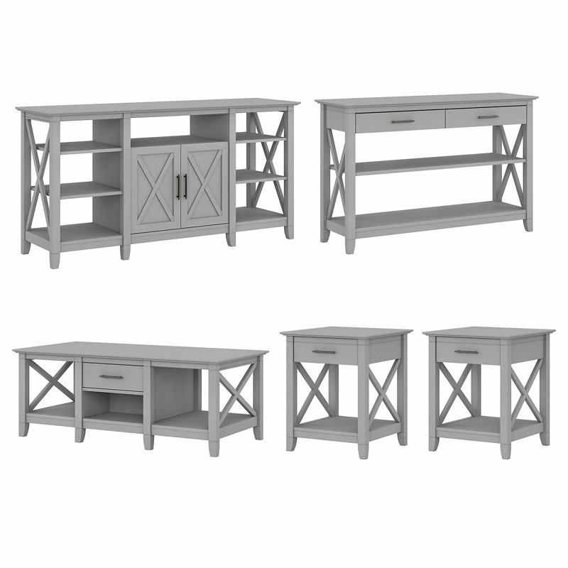 Ensemble de tables basses 5 pièces Kaionna, Gris Cape Cod