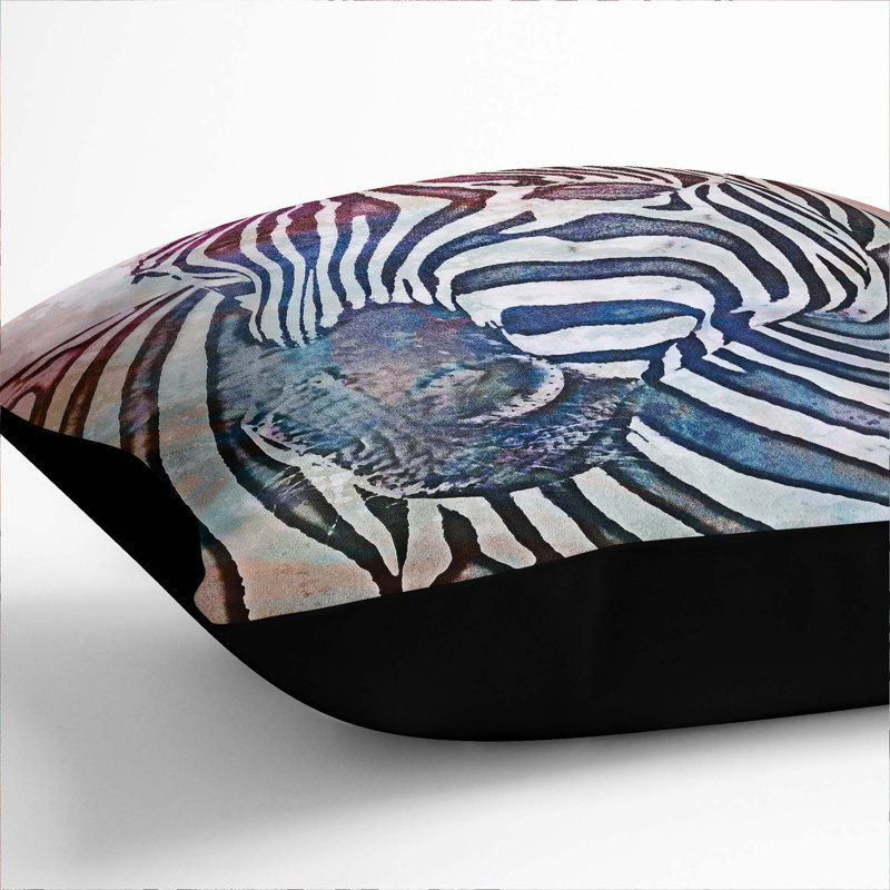 Animal Print Square Throw Cushion, 55cm H x 55cm W x 20cm D, Black