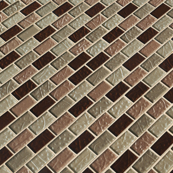 Sienna Mirage 12 in. x 12 in. Glossy Glass Mosaic Wall Tile