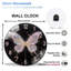 Horloge murale en forme de papillon avec horloge murale moderne en verre 12 po