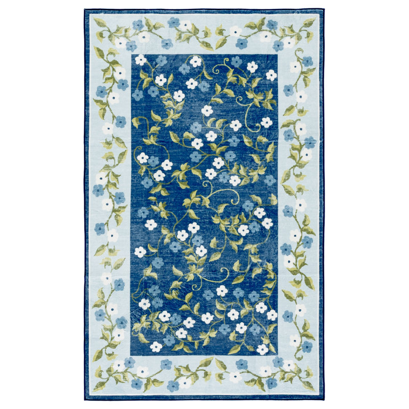 Tapis à motif floral lavable en machine 195 Performance, Rectangulaire 3 pi x 5 pi