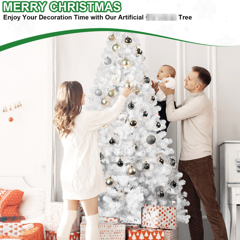 Arbre de Noël blanc de 4 pi, 328 pointes, fil mémoire, assemblage à charnières, convient aux petites fêtes d'intérieur, branches en fil de fer, pointes, illuminez votre décor des Fêtes