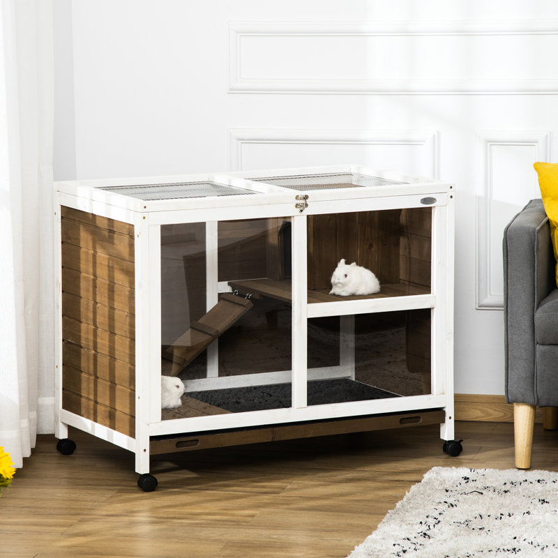 Petite cage à roulettes avec roulettes, bureau et table d'appoint
