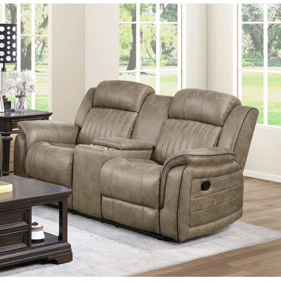 Causeuse inclinable double classique avec plateau de rangement Classic Sandy Brown