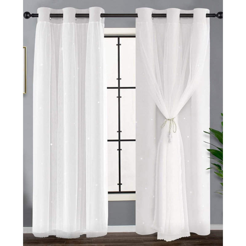 Rikki Blackout Curtain Pair, White, 63" W x 84" L