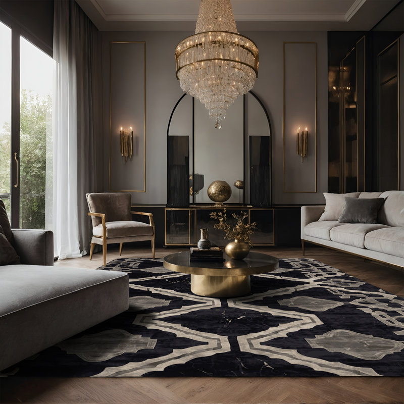 Tapis gris soyeux et moelleux, Rectangulaire 3 pi x 5 pi