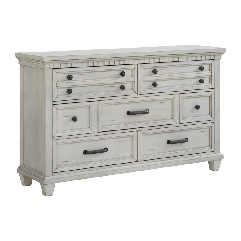 Commode 7 tiroirs Millwood Pines Aleydis, Blanc antique