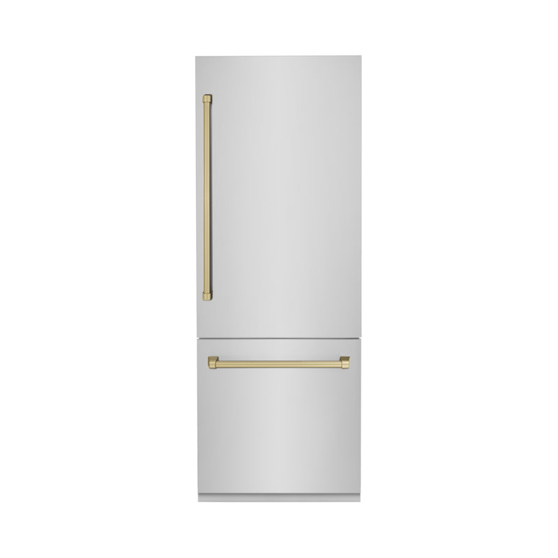 ZLINE 30 Autograph Edition 16.1 cu. ft. Built-in 2-Door Bottom Freezer Refrigerator with Accent, Stainless Steel