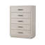 Commode haute Kexa, 5 tiroirs, gris clair, métal nickel