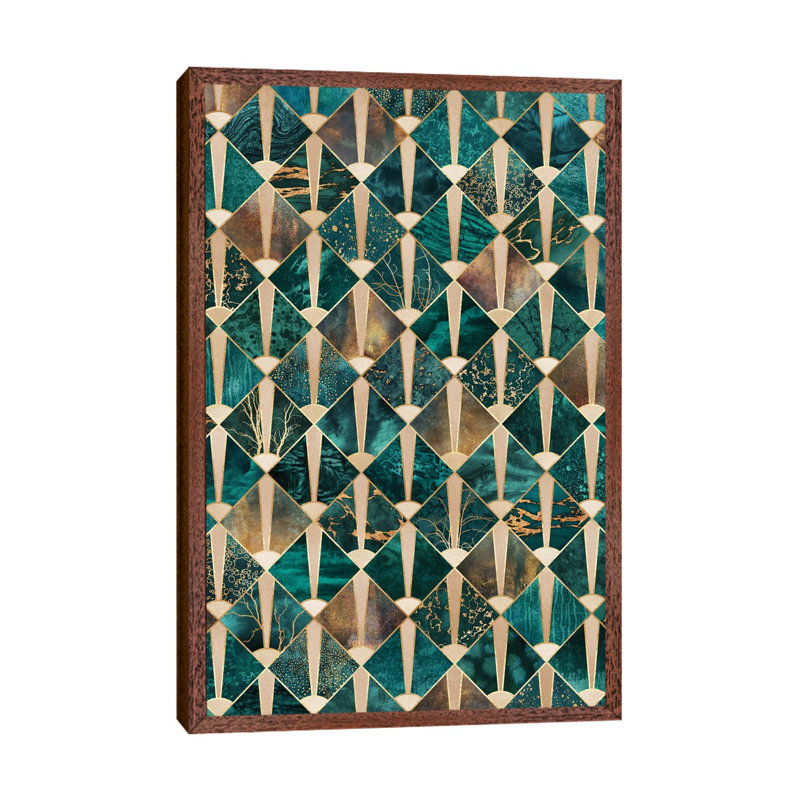 Art Deco Tiles I by Elisabeth Fredriksson - Print on Canvas, 152.5 cm H x 101.5 cm W, Brown Framed