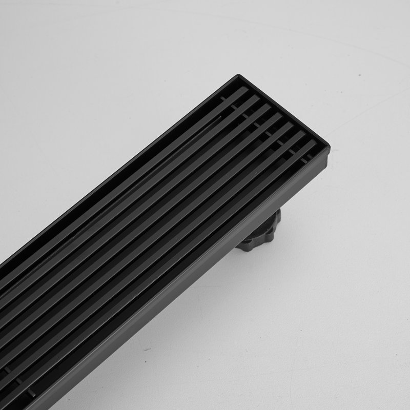 32'' Matte Black Stainless Steel Linear Shower Drain with Slot Pattern Cover