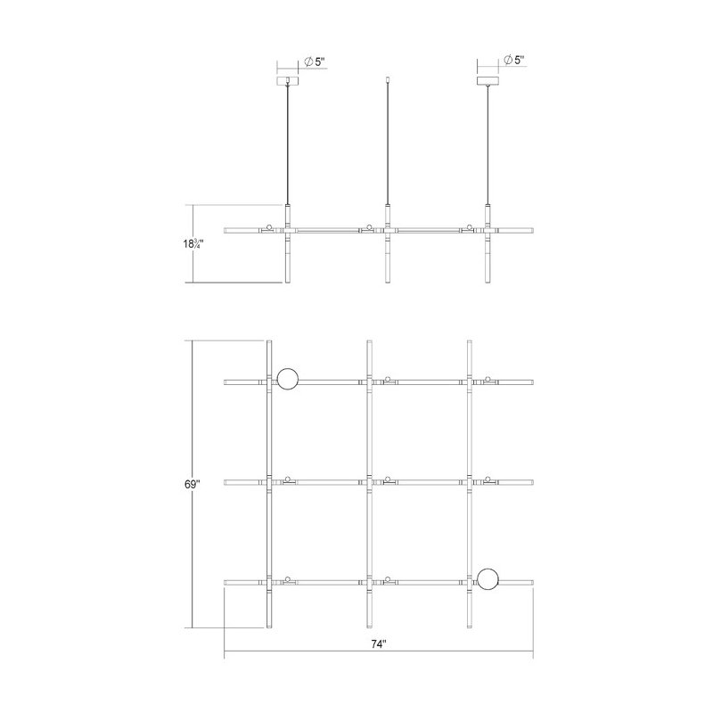 Labyrinth 1 - Light LED Chandelier, Satin Black
