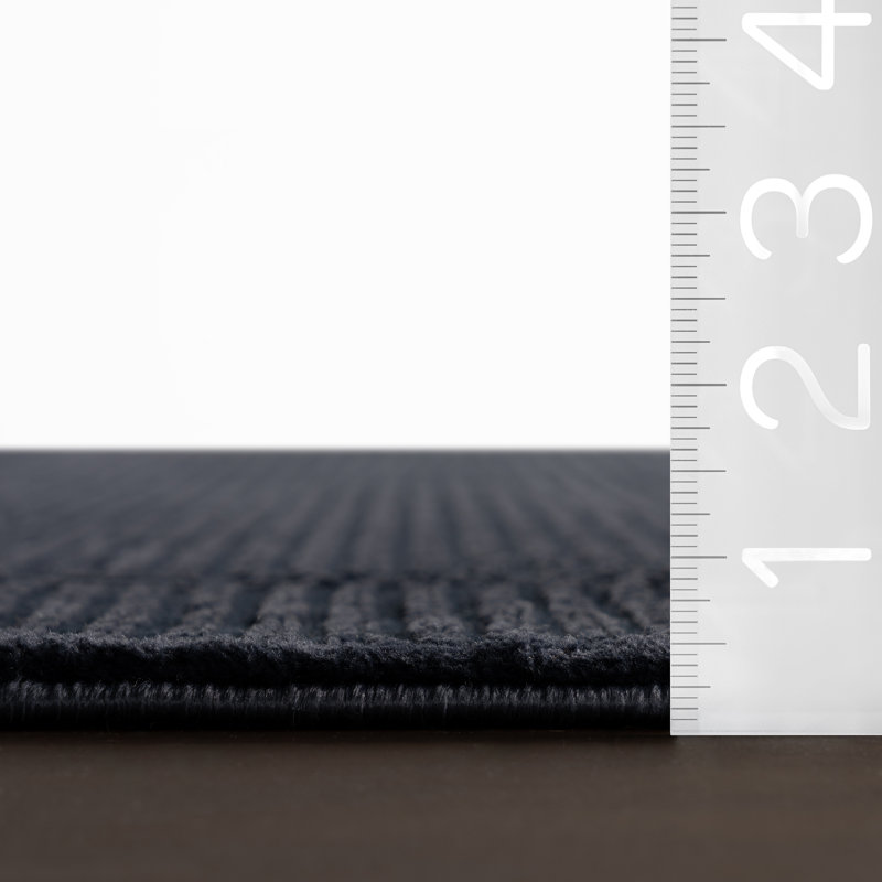  Evarielle Bordered Washable Area Rug, Blue, Rectangle 5'3" x 8'11"