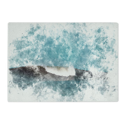 Tempered Glass Wave Curl Watercolour Chopping Board
