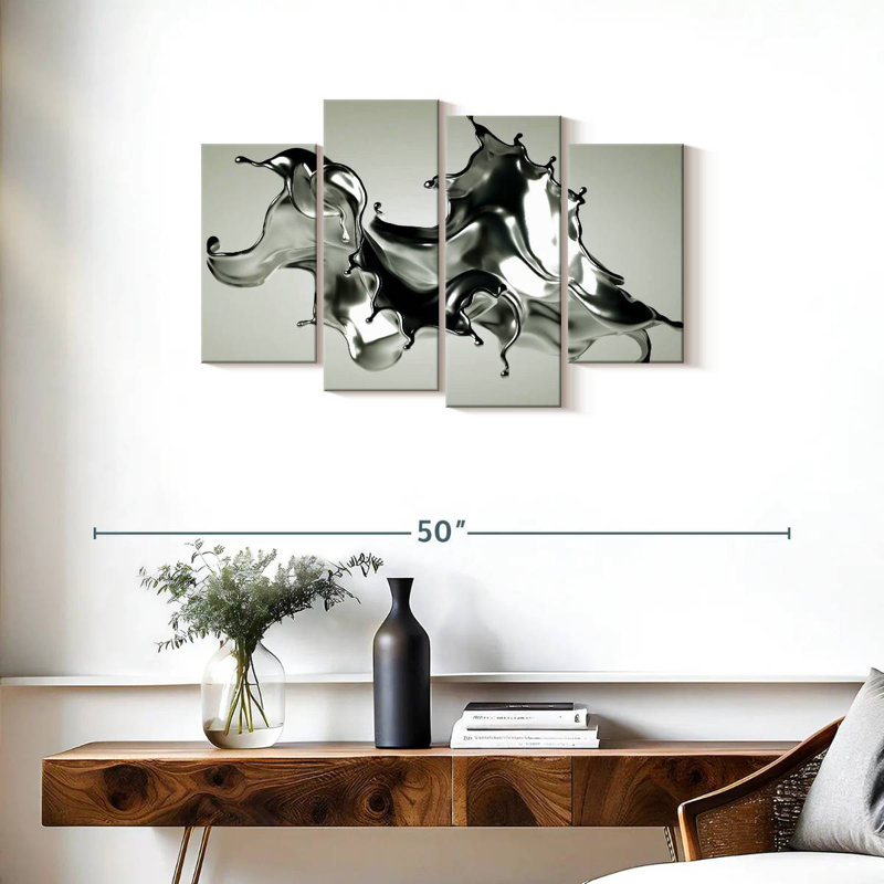 Avery Abstract Silver, 22" H x 36" W