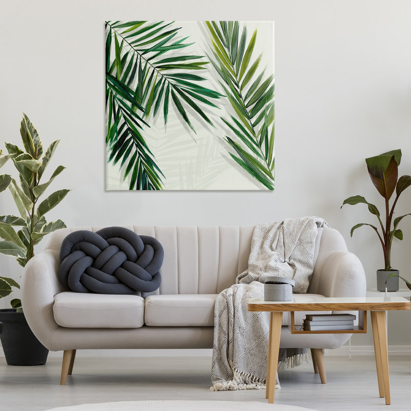  "Restful Palms with Shadows", art mural sur toile par Hannah Dawson, H 36 po x l 36 po